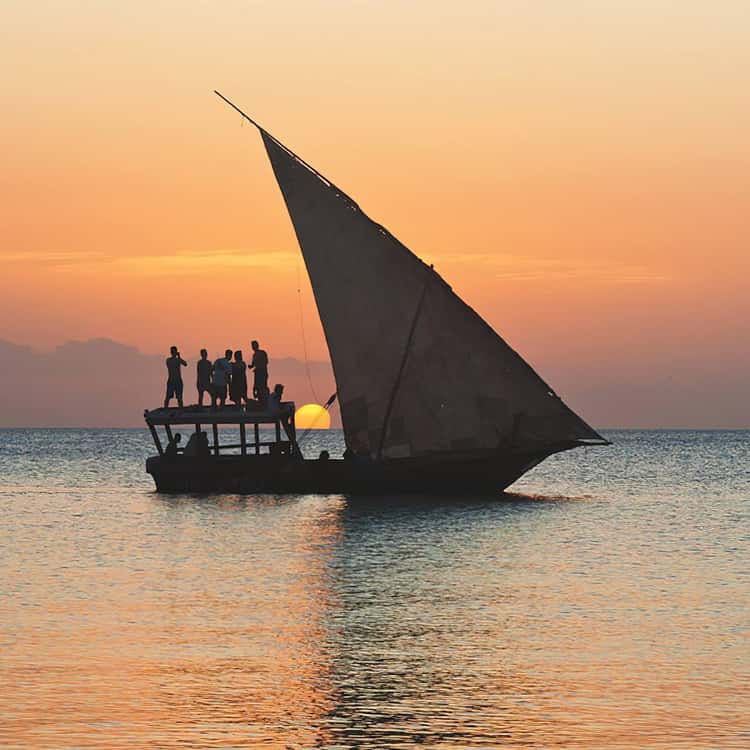 Dhow boat at sunset